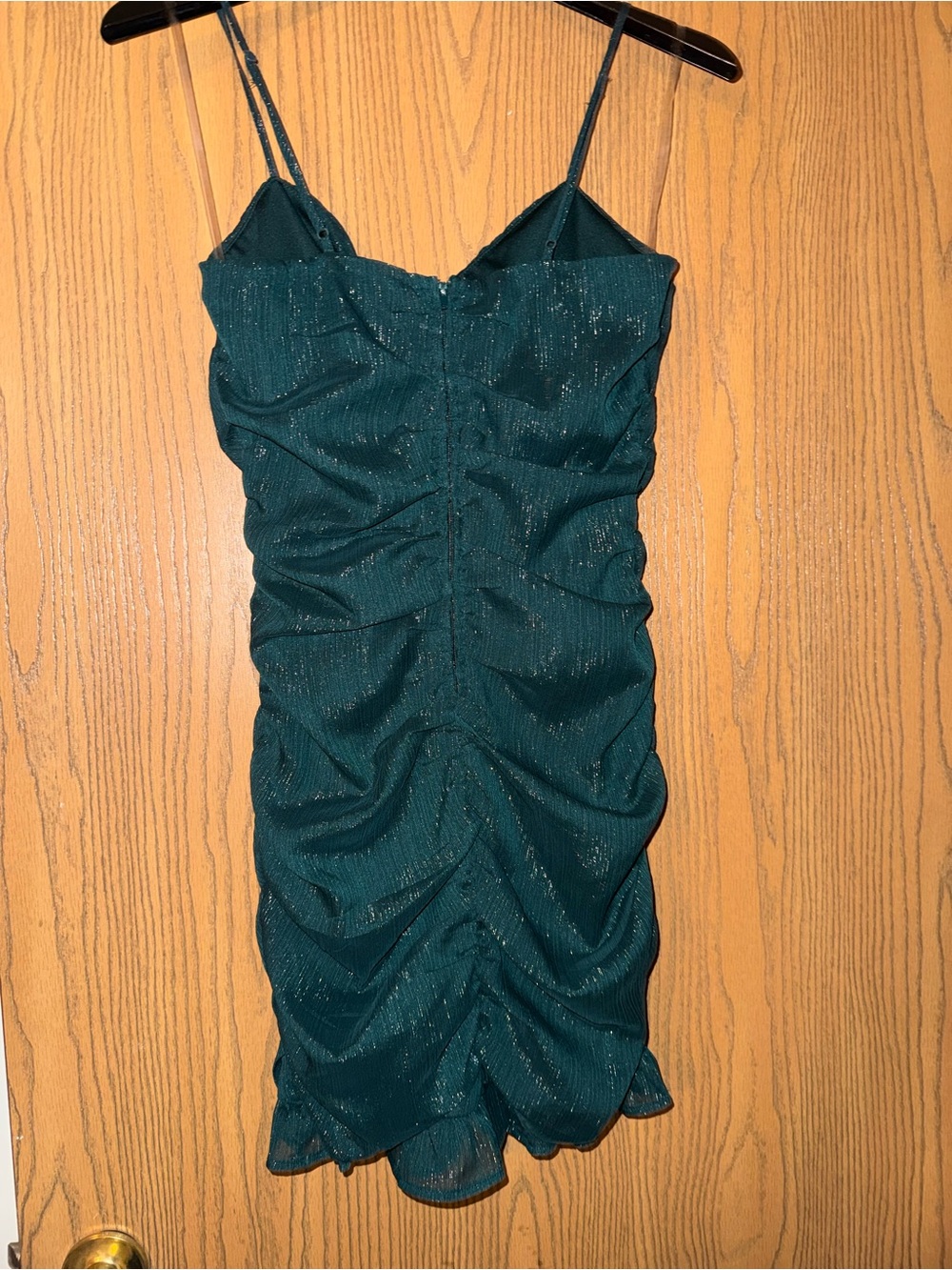 Women's Ruched Sparkly Mini Dress - Picture 3 of 3